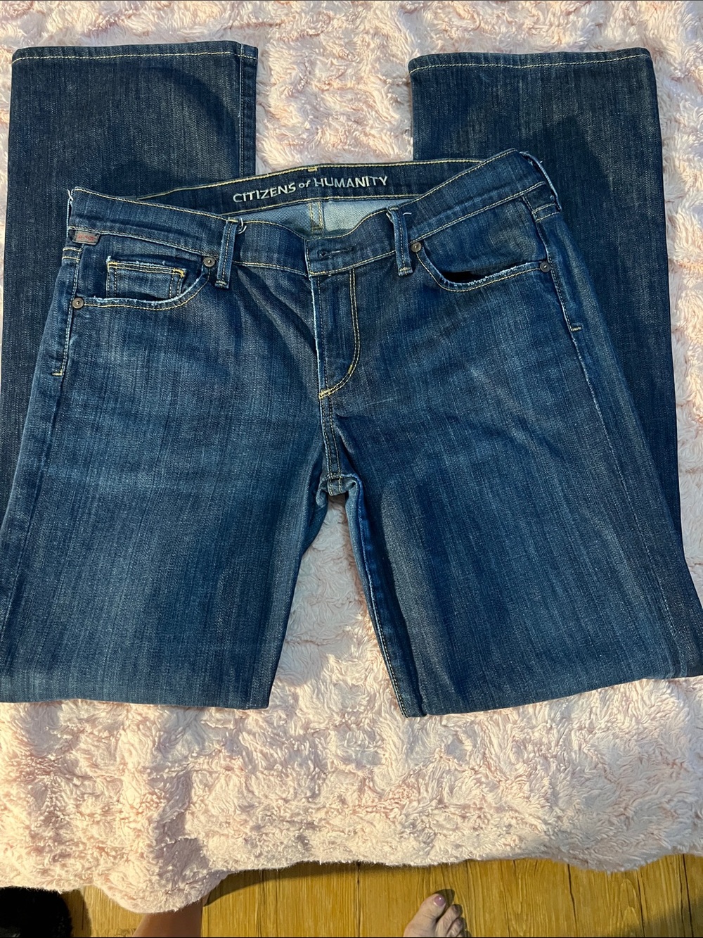 Citizens Of Humanity Dark Indigo Flared Wide-Leg Jeans